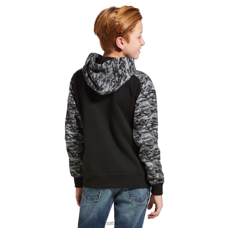 Ariat Patriot-Hoodie Kinder P4JJPR4105 schwarzes Digi-Camouflage Kleidung