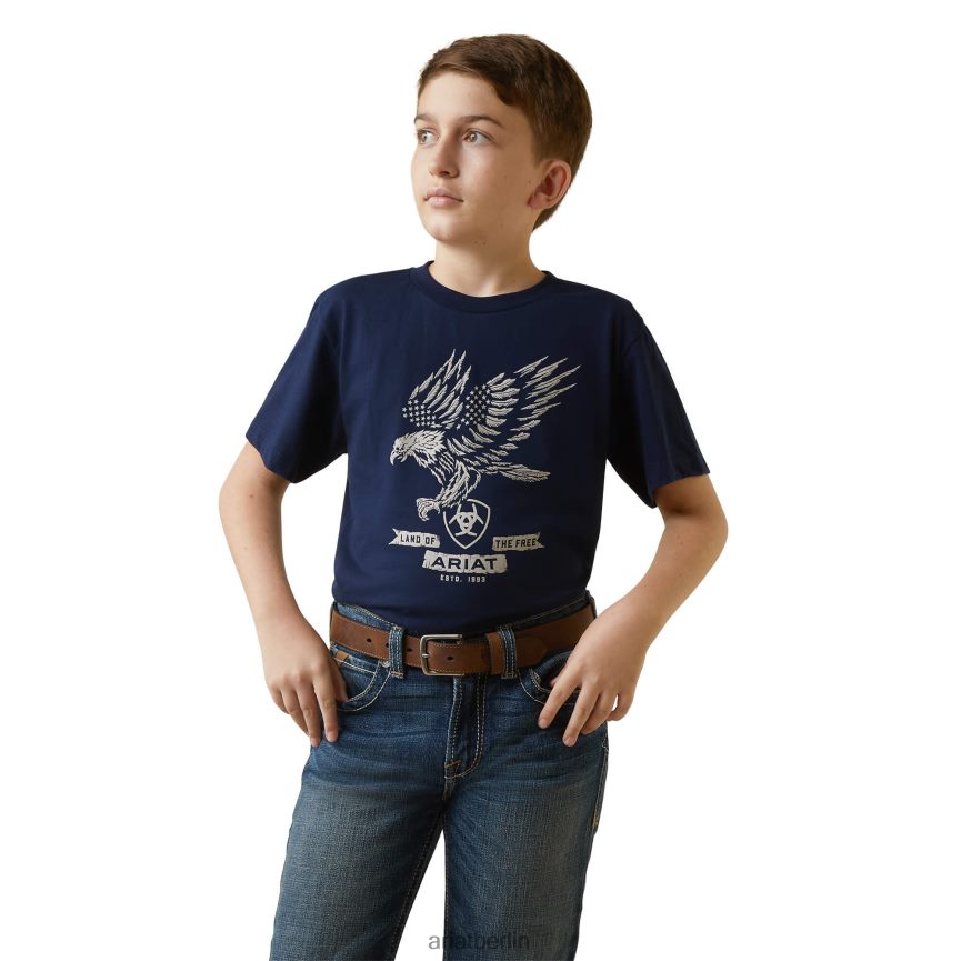 Ariat Kampfadler-T-Shirt Kinder P4JJPR4003 Marine Kleidung