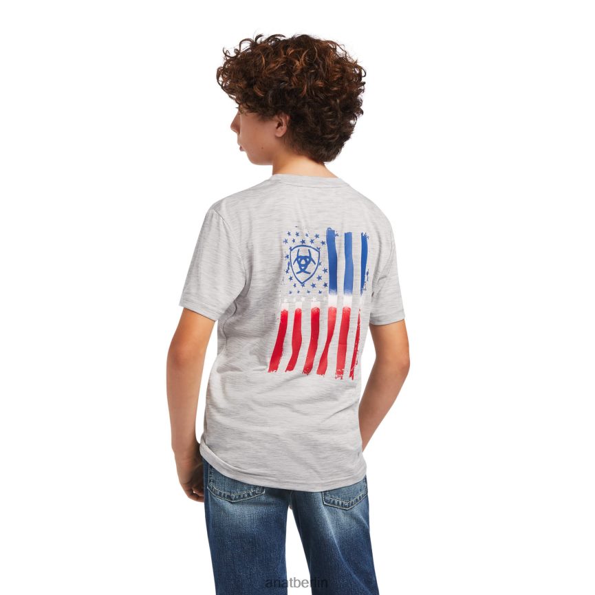 Ariat Ladegerät patriotisches T-Shirt Kinder P4JJPR4002 Echograu Kleidung