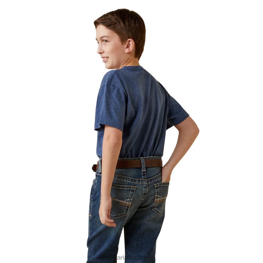 Ariat Rodeo-Totenkopf-T-Shirt Kinder P4JJPR4063 Marineblau Kleidung