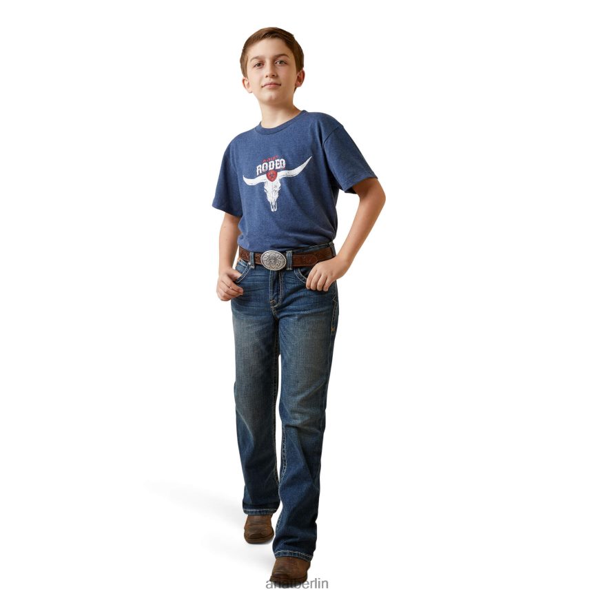 Ariat Rodeo-Totenkopf-T-Shirt Kinder P4JJPR4063 Marineblau Kleidung