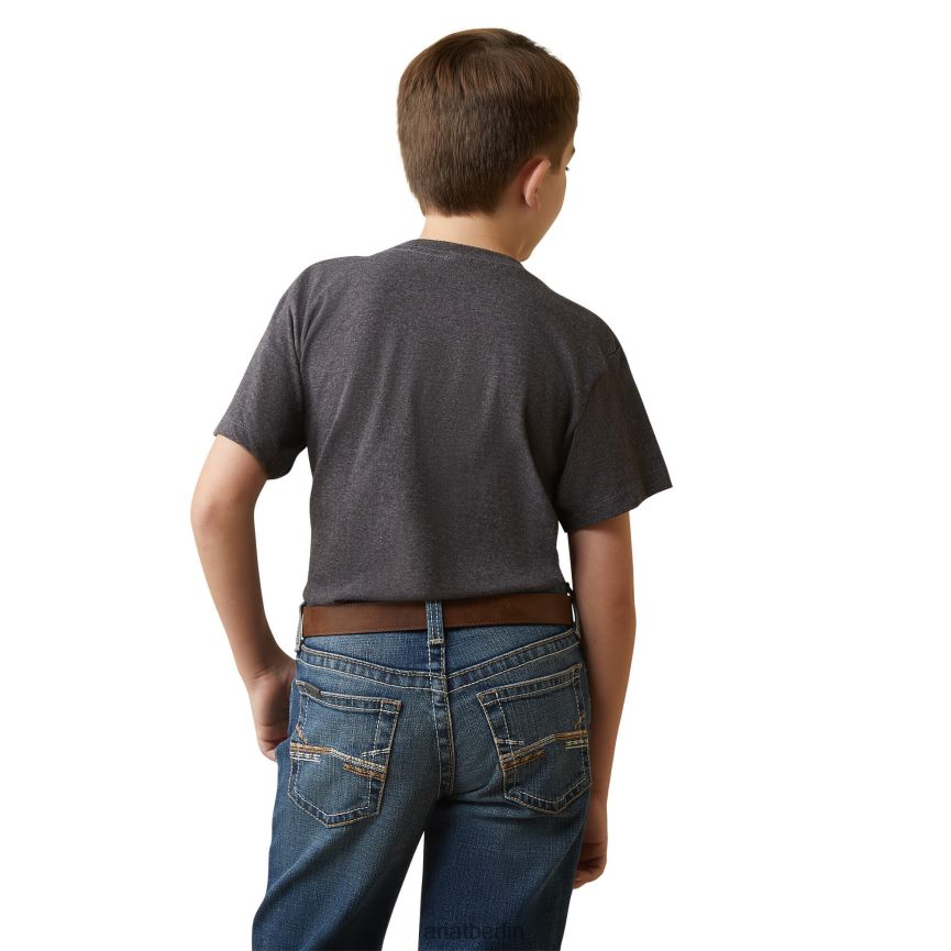Ariat Stacheldrahtlenk-T-Shirt Kinder P4JJPR3997 Kohleheide Kleidung