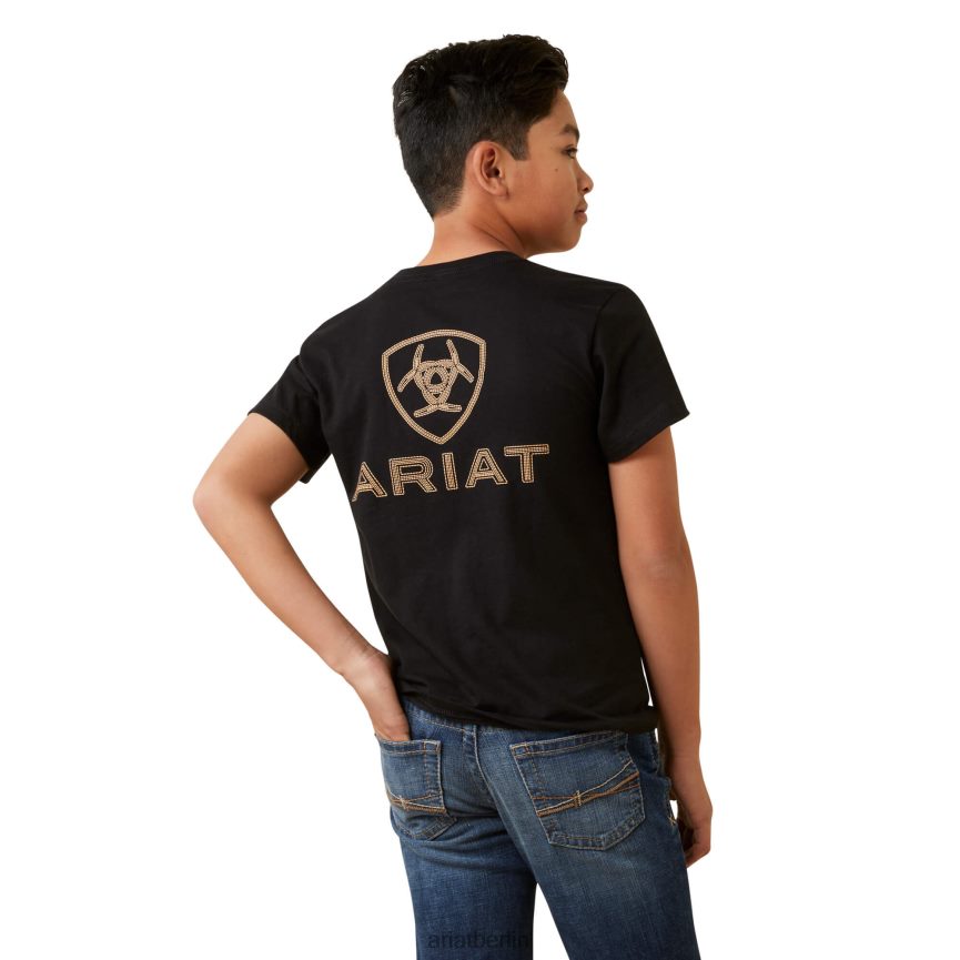 Ariat T-Shirt mit Schildstich Kinder P4JJPR4004 Schwarz Kleidung