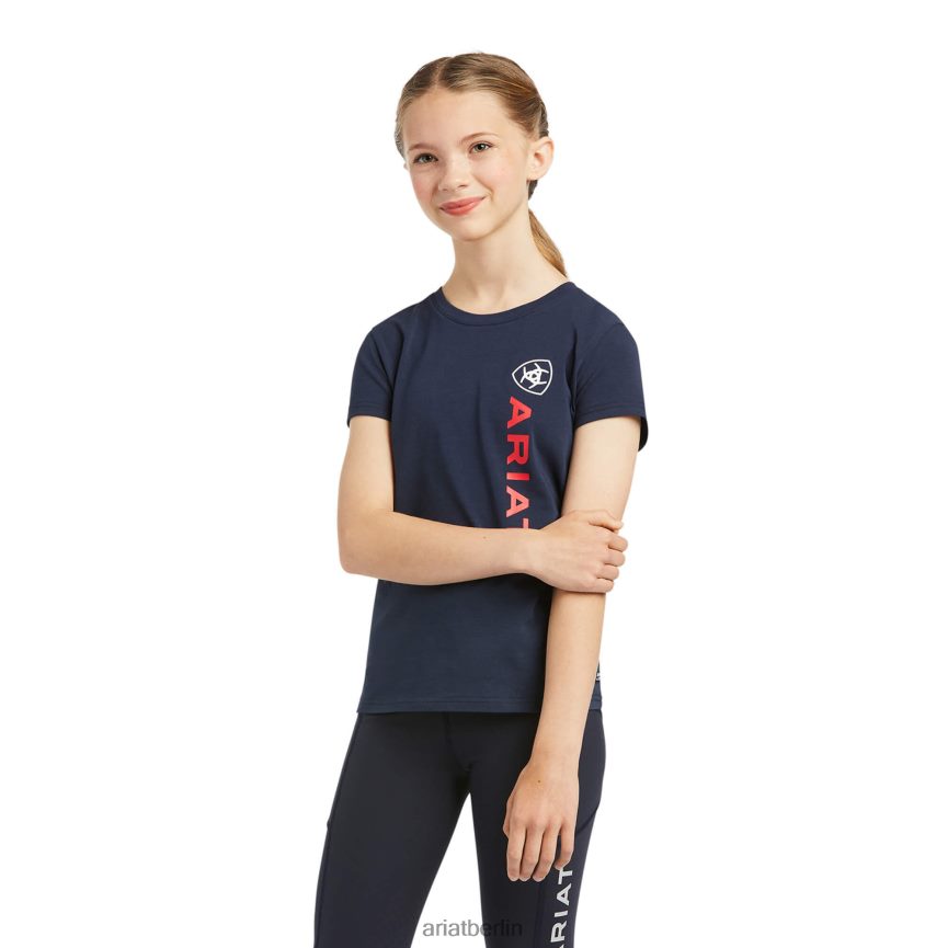 Ariat T-Shirt mit vertikalem Logo Kinder P4JJPR4014 Marine Kleidung