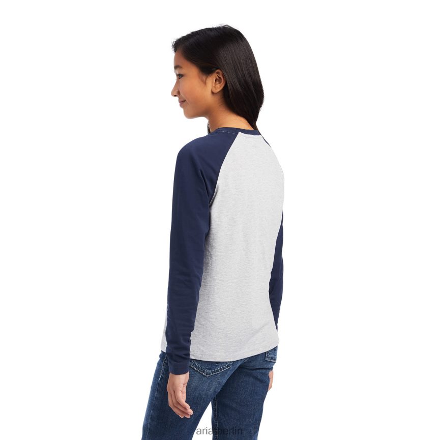 Ariat Uni-T-Shirt Kinder P4JJPR4034 Marineblau/Heathergrau Kleidung