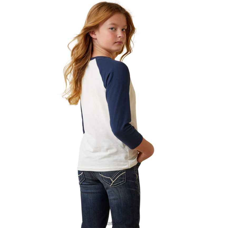 Ariat bemaltes Büffel-T-Shirt Kinder P4JJPR4053 Kokosmilch/Marinefinsternis Kleidung