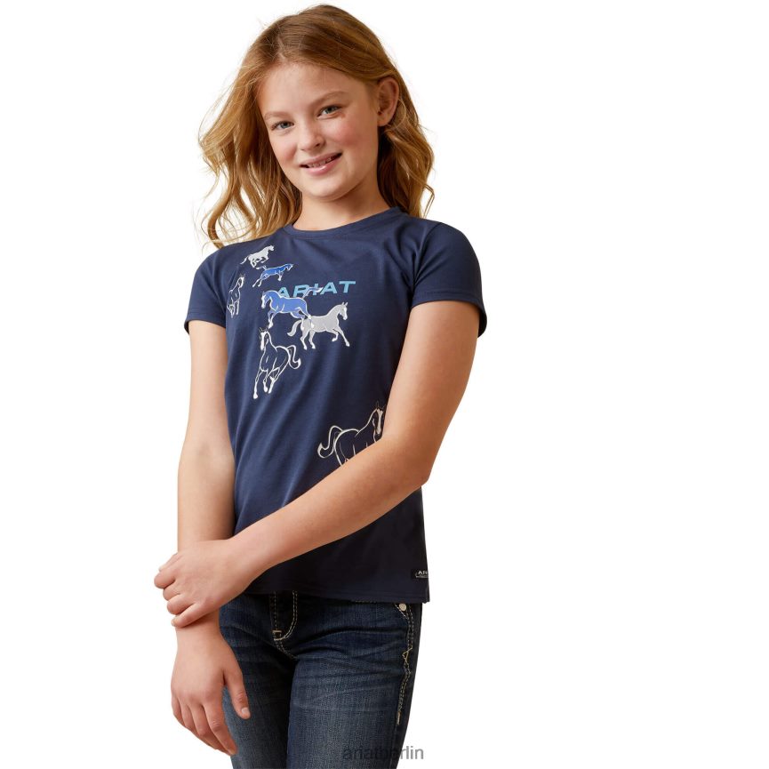 Ariat lustiges T-Shirt Kinder P4JJPR3996 Marinefinsternis Kleidung