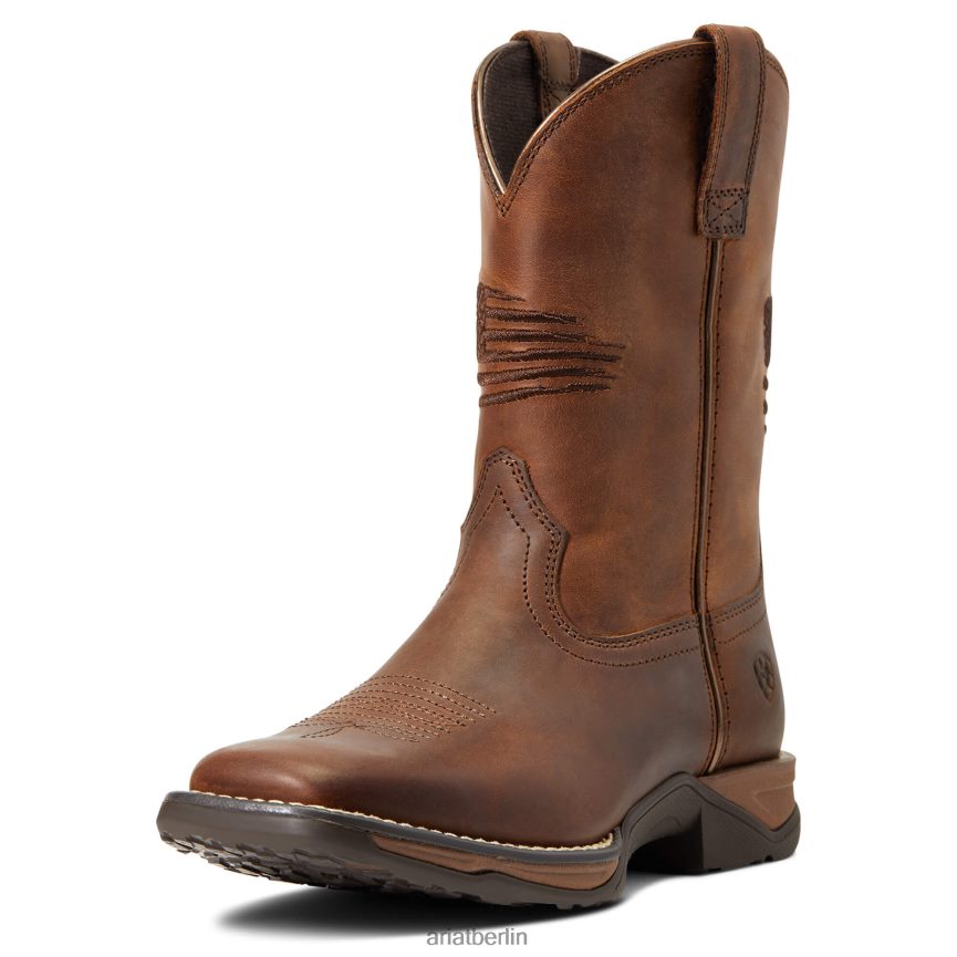 Ariat Hymne Patriot Westernstiefel Kinder P4JJPR3830 Distressed-Braun Schuhwerk
