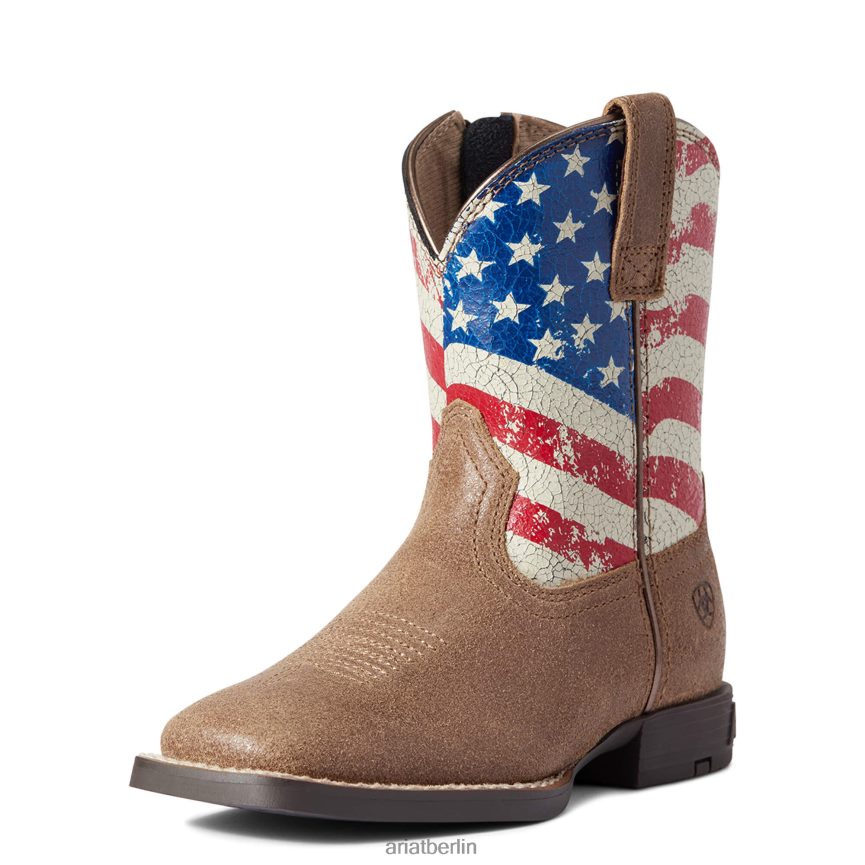 Ariat Kinder-Westernstiefel mit Sternen und Streifen Kinder P4JJPR3843 authentisches Braun Schuhwerk