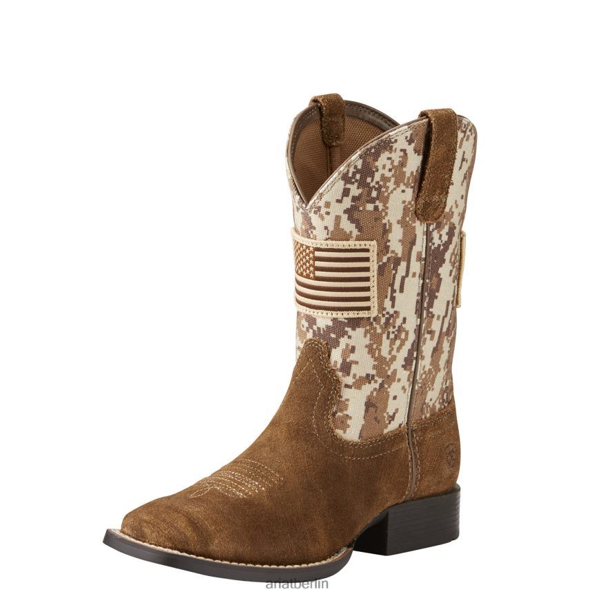 Ariat Patriot-Westernstiefel Kinder P4JJPR3828 antiker Mokka-/Sand-Camouflage-Druck Schuhwerk