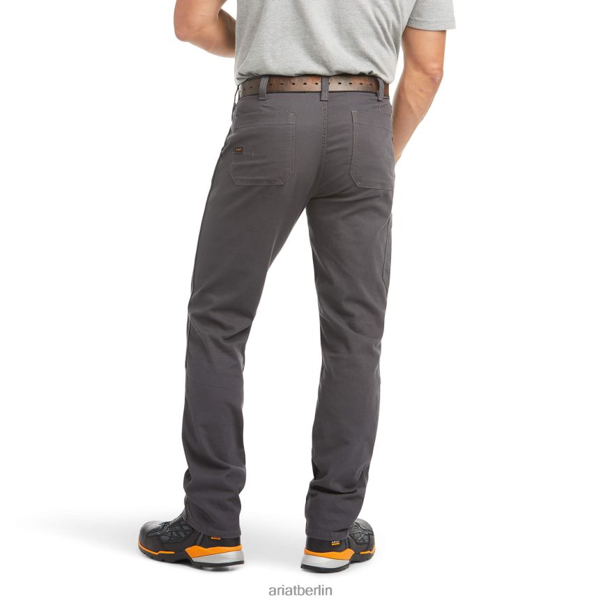 Ariat Rebar M4 Low Rise Durastretch hergestellte, robuste, stapelbare Hose mit geradem Bein und doppelter Vorderseite Männer P4JJPR545 Bewehrungsstahl grau Böden