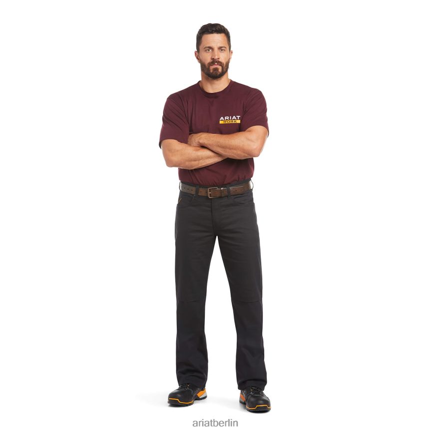 Ariat Rebar M4 Relaxed Durastretch Canvas 5-Pocket-Boot-Cut-Hose Männer P4JJPR1760 Schwarz Böden