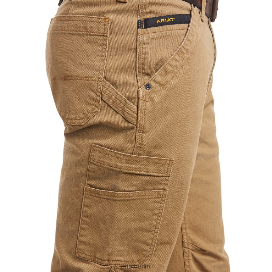 Ariat Rebar M4 Relaxed Durastretch Washed Twill Latzhose Boot Cut Hose Männer P4JJPR526 Feldkhaki Böden