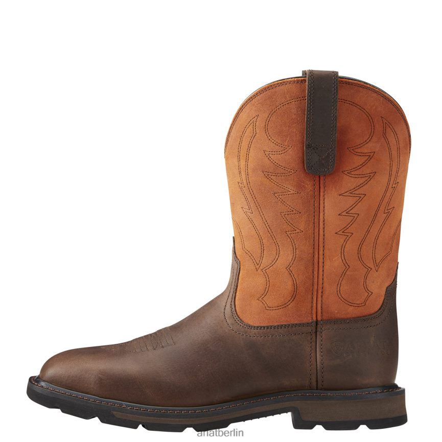 Ariat Groundbreaker-Arbeitsstiefel mit breiter quadratischer Zehenpartie und Stahlkappe Männer P4JJPR361 braune Glut Schuhwerk