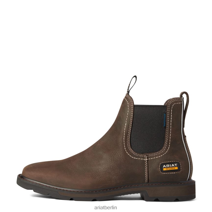 Ariat Groundbreaker Chelsea wasserdichter Arbeitsstiefel mit breiter, quadratischer Zehenpartie Männer P4JJPR267 dunkelbraun Schuhwerk