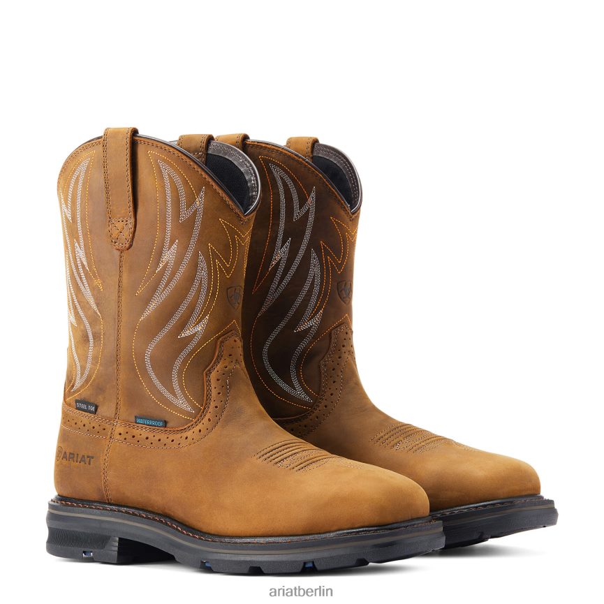 Ariat Sierra Shock Shield wasserdichter Arbeitsstiefel mit Stahlkappe Männer P4JJPR255 Distressed-Braun Schuhwerk
