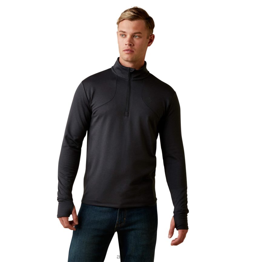 Ariat Baselayer mit Gittermuster und 1/4-Reißverschluss Männer P4JJPR908 Schwarz Spitzen
