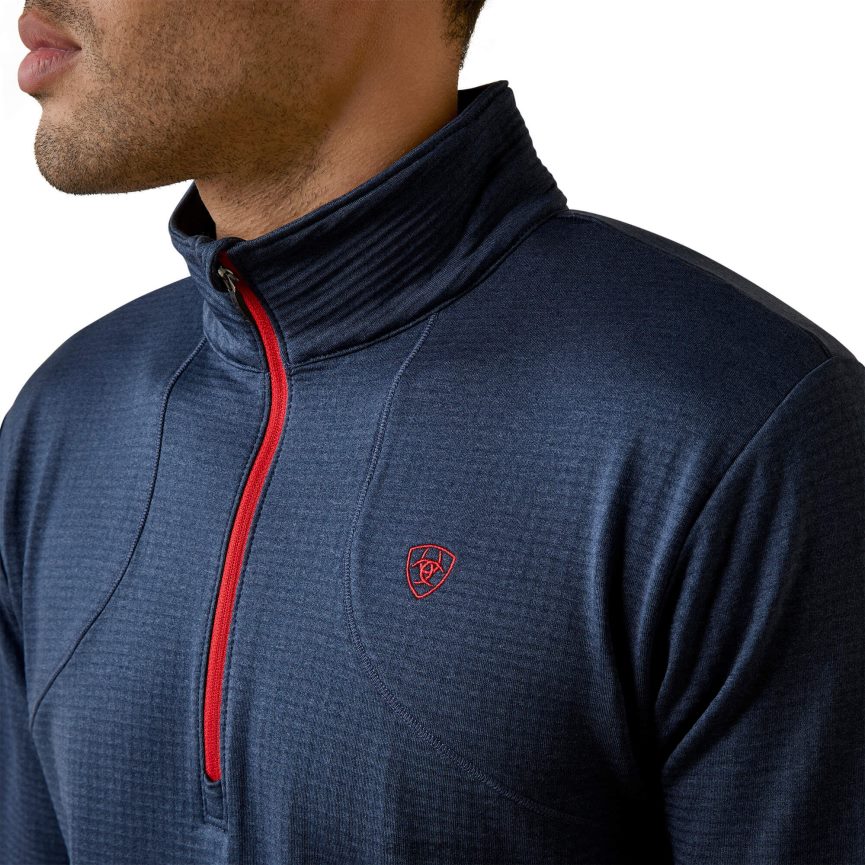 Ariat Team Gridwork 1/4-Reißverschluss-Baselayer Männer P4JJPR1675 Marine Spitzen