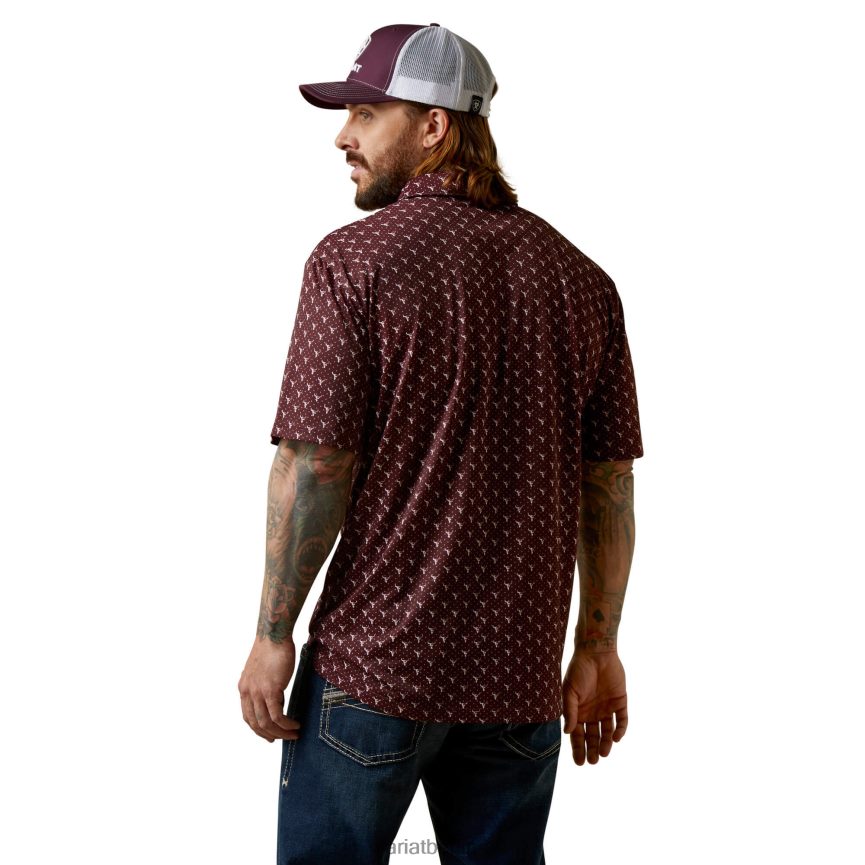 Ariat Allover-Print-Polo Männer P4JJPR553 Malbec Spitzen