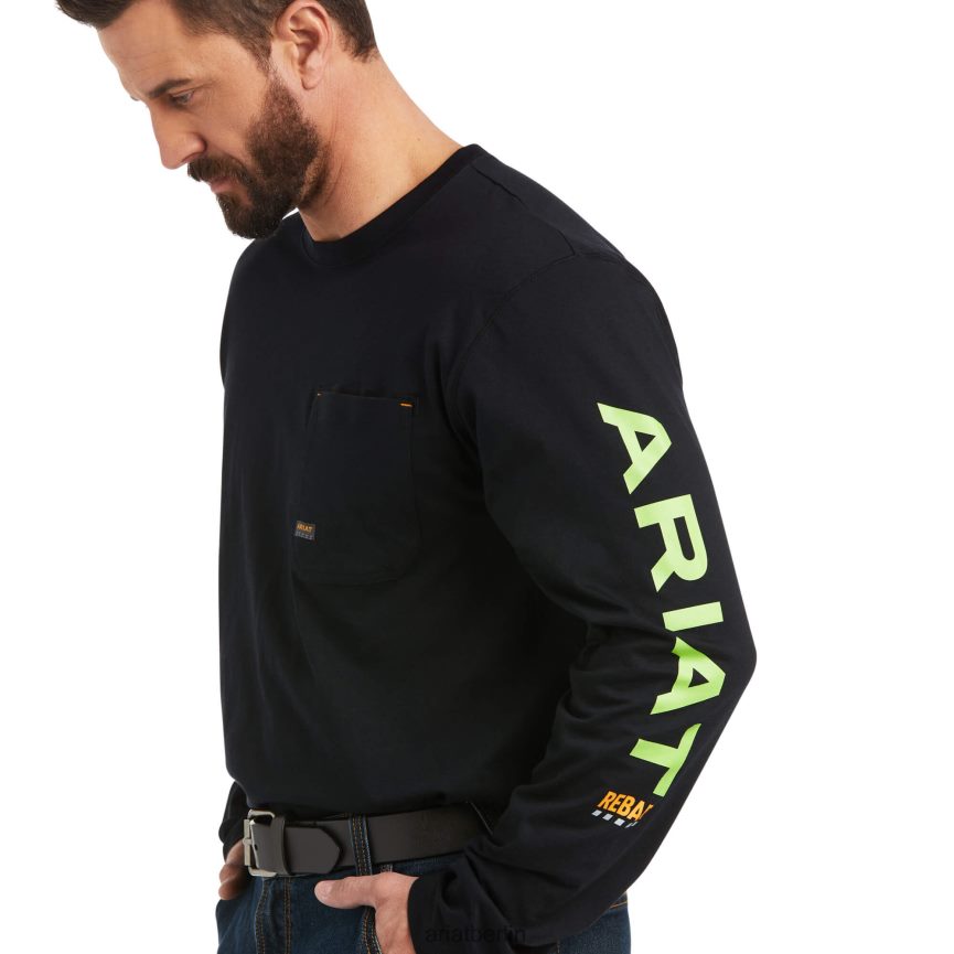 Ariat Bewehrungsarbeiter-Logo Männer P4JJPR876 Schwarz/Limette Spitzen
