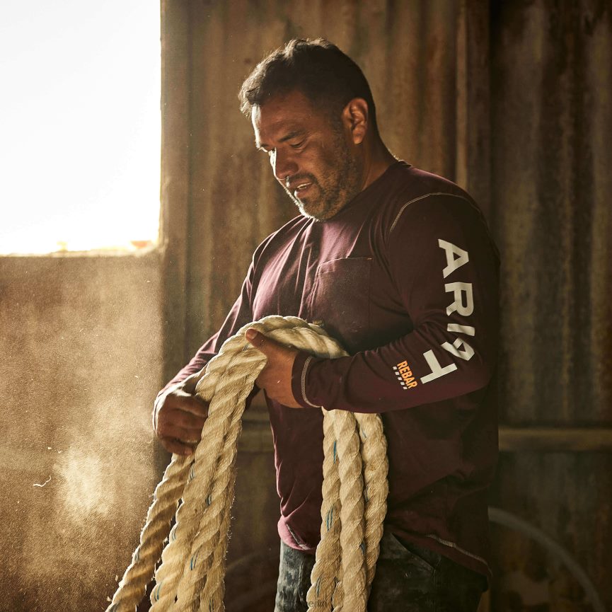 Ariat Bewehrungsarbeiter-Logo Männer P4JJPR882 Malbec Spitzen