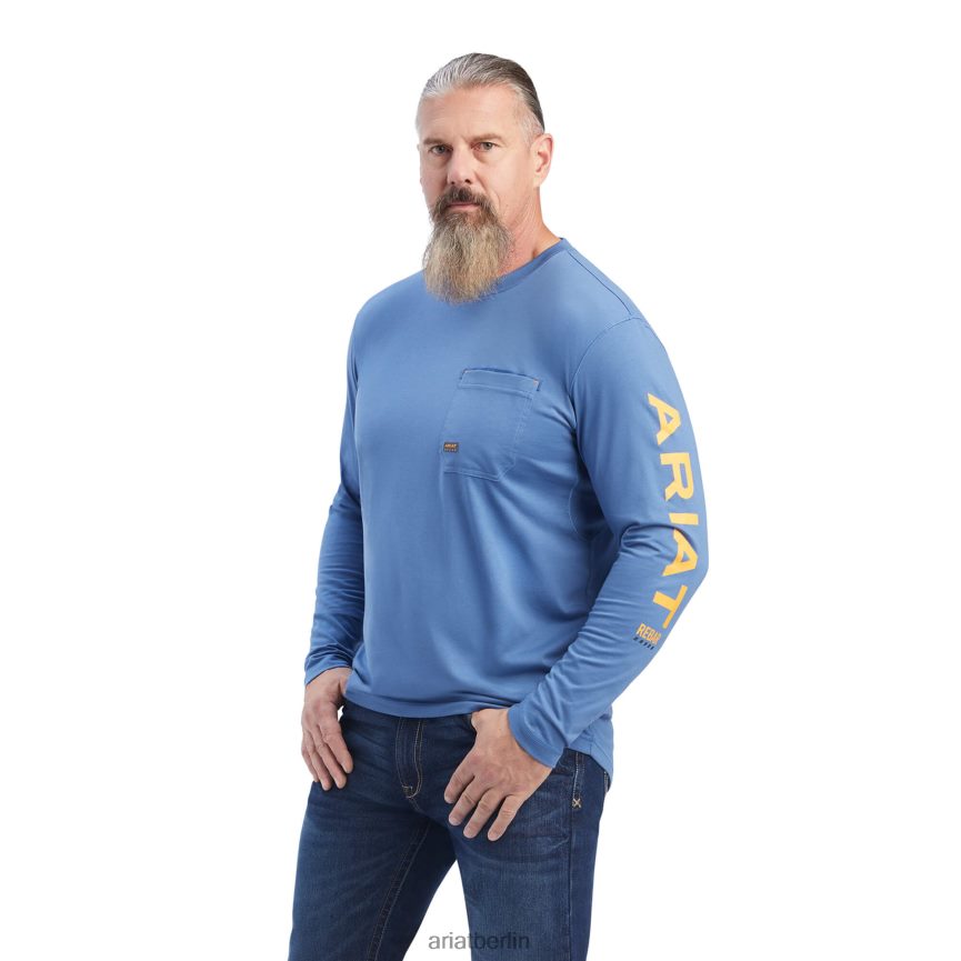 Ariat Bewehrungsarbeiter-Logo Männer P4JJPR903 Marineblau/Bewehrungsorange Spitzen