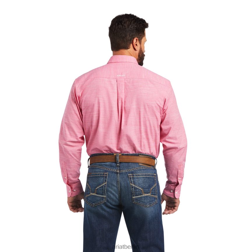 Ariat Einfarbiges Slub-Hemd mit klassischer Passform Männer P4JJPR982 leuchtendes Rosa Spitzen