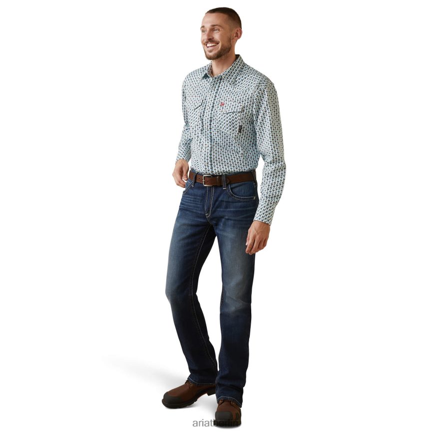 Ariat FR Dillinger Retro-Fit-Arbeitshemd mit Druckknöpfen Männer P4JJPR1245 Junggesellen-Button-Aufdruck Spitzen