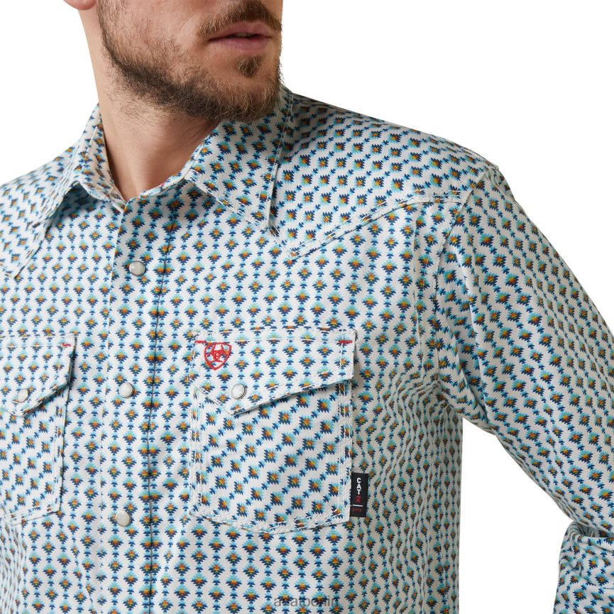 Ariat FR Dillinger Retro-Fit-Arbeitshemd mit Druckknöpfen Männer P4JJPR1245 Junggesellen-Button-Aufdruck Spitzen