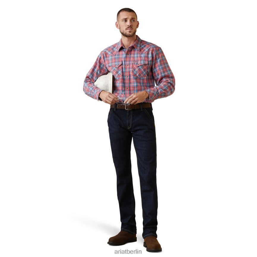 Ariat FR Drago Retro-Fit-Arbeitshemd mit Druckknöpfen Männer P4JJPR1274 sonnengeküsstes Plaid Spitzen