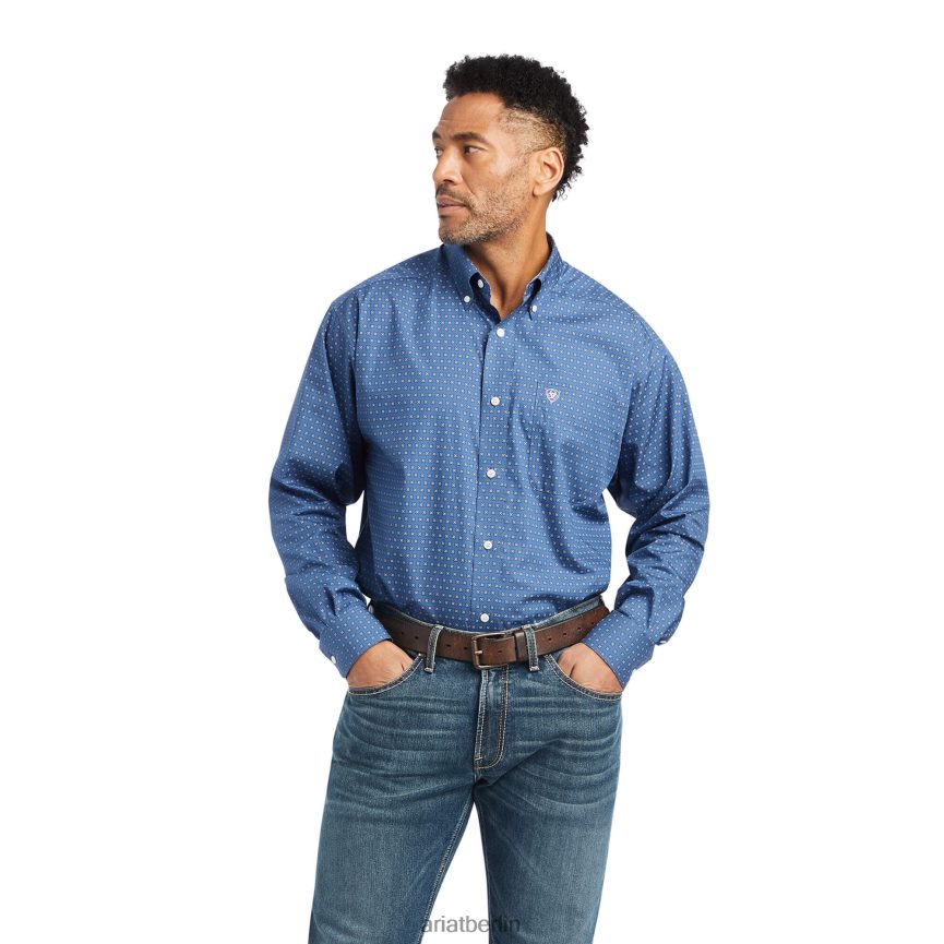 Ariat Faltenfreies Eaden-Hemd mit klassischer Passform Männer P4JJPR1093 echte Marine Spitzen