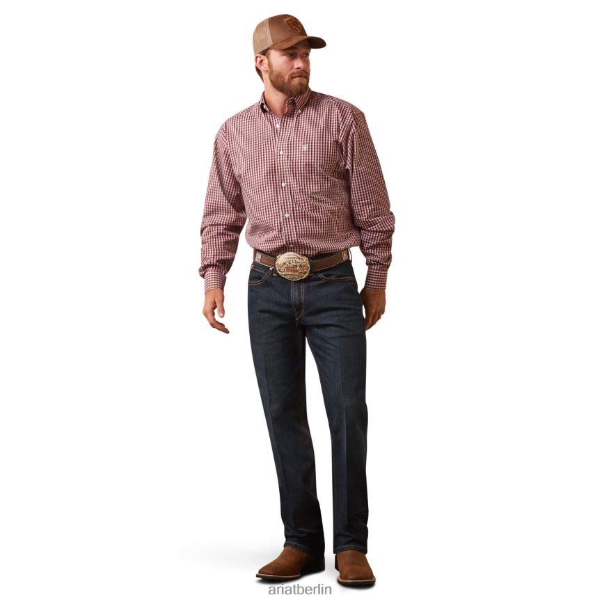 Ariat Faltenfreies Omari-Hemd Männer P4JJPR1009 purpurschwarz Spitzen