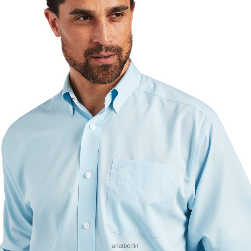 Ariat Faltenfreies, solides Pinpoint-Oxford-Hemd mit klassischer Passform Männer P4JJPR1024 kristallblau Spitzen