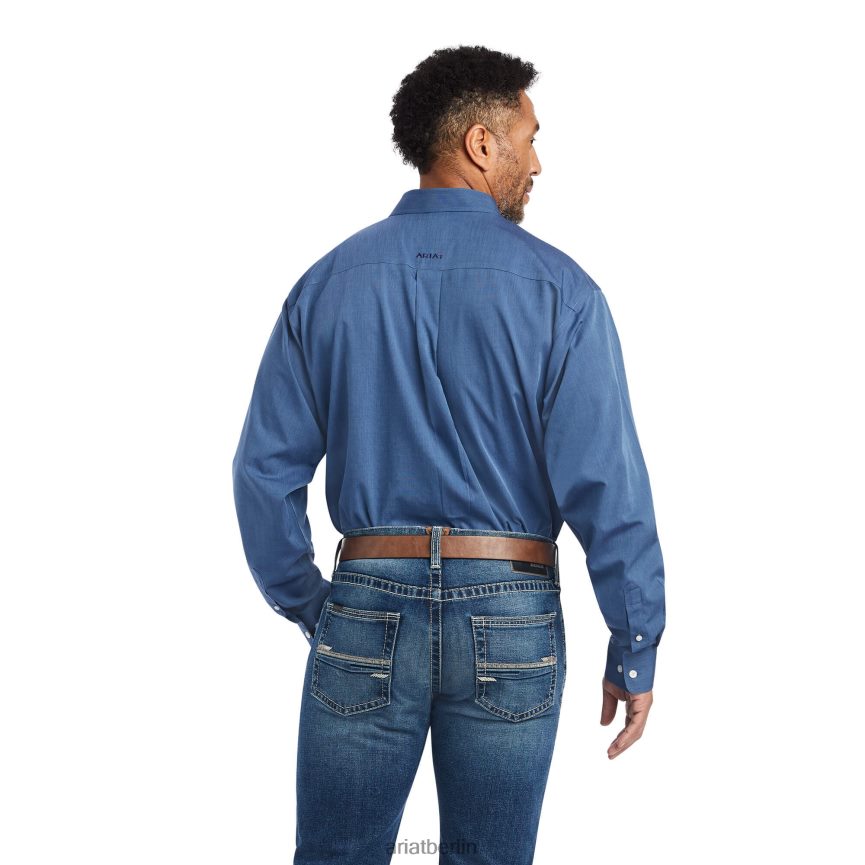 Ariat Faltenfreies, solides Pinpoint-Oxford-Hemd mit klassischer Passform Männer P4JJPR979 Mitternachtssegel Spitzen