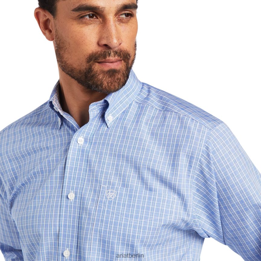 Ariat Faltenfreies, tailliertes Noah-Hemd Männer P4JJPR1333 kräftiges Blau Spitzen