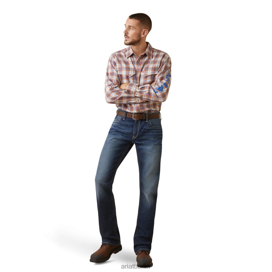 Ariat Fr Bentley-Logo-Arbeitshemd mit Druckknöpfen Männer P4JJPR1315 Marmeladenplaid Spitzen