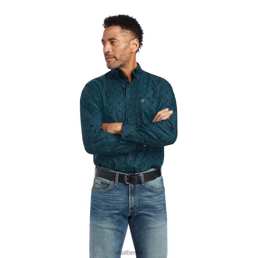 Ariat Kyler tailliertes Hemd Männer P4JJPR965 Meerestiefen Spitzen