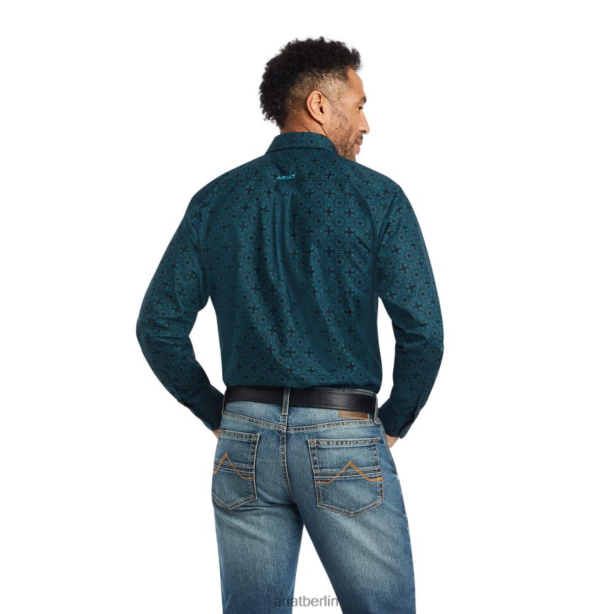 Ariat Kyler tailliertes Hemd Männer P4JJPR965 Meerestiefen Spitzen