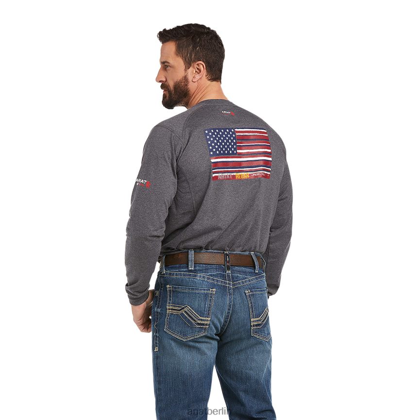 Ariat Oberteil mit grafischer Flagge der Marke FR Air Männer P4JJPR774 Kohleheide Spitzen