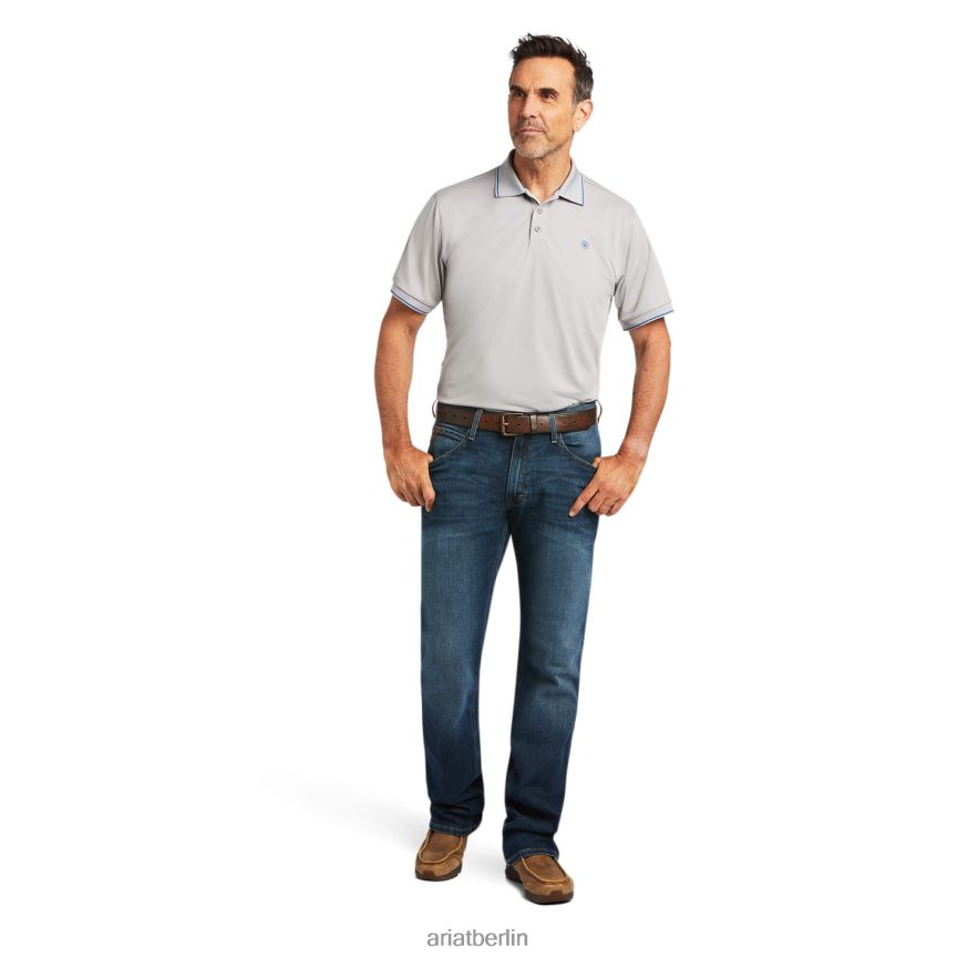 Ariat Poloshirt mit Logo Männer P4JJPR741 Silberstreif Spitzen