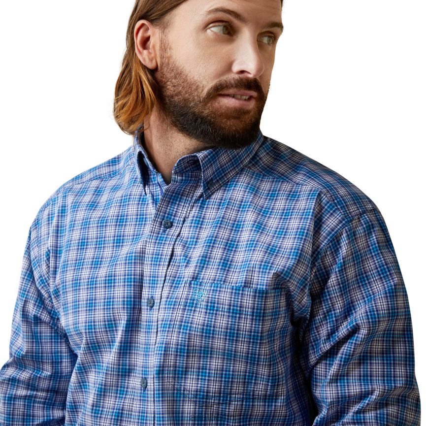 Ariat Pro Series Lonnie Tailliertes Hemd Männer P4JJPR1283 Venusblau Spitzen