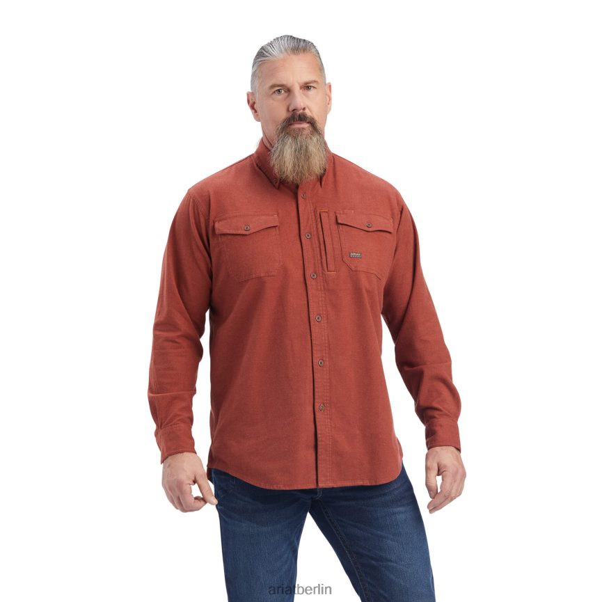 Ariat Rebar-Flanell-Durastretch-Arbeitshemd Männer P4JJPR1267 Kirschmahagoni Spitzen