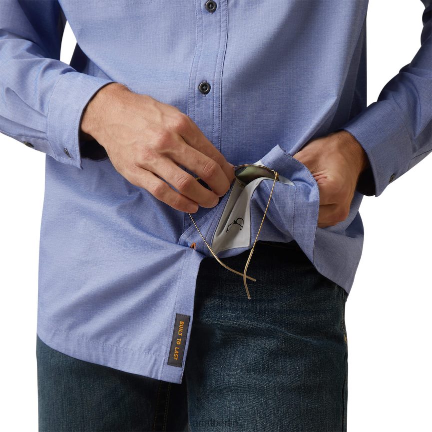 Ariat Robustes Venttek Durastretch-Arbeitshemd aus Bewehrungsstahl Männer P4JJPR1126 Surf-Web-Heather Spitzen