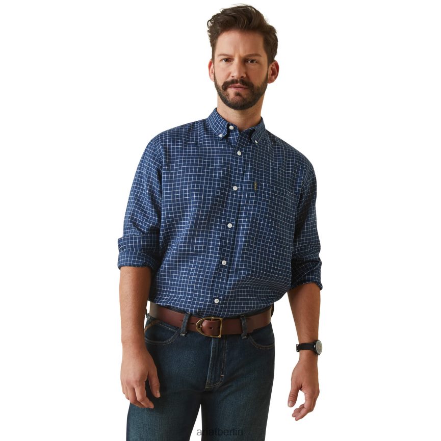 Ariat Sonoma-Shirt Männer P4JJPR1346 marineblaue Tattersal Spitzen