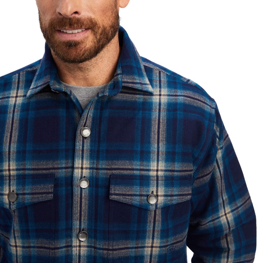 Ariat Hannoch Hemdjacke Männer P4JJPR1654 maritimes Blau Spitzen