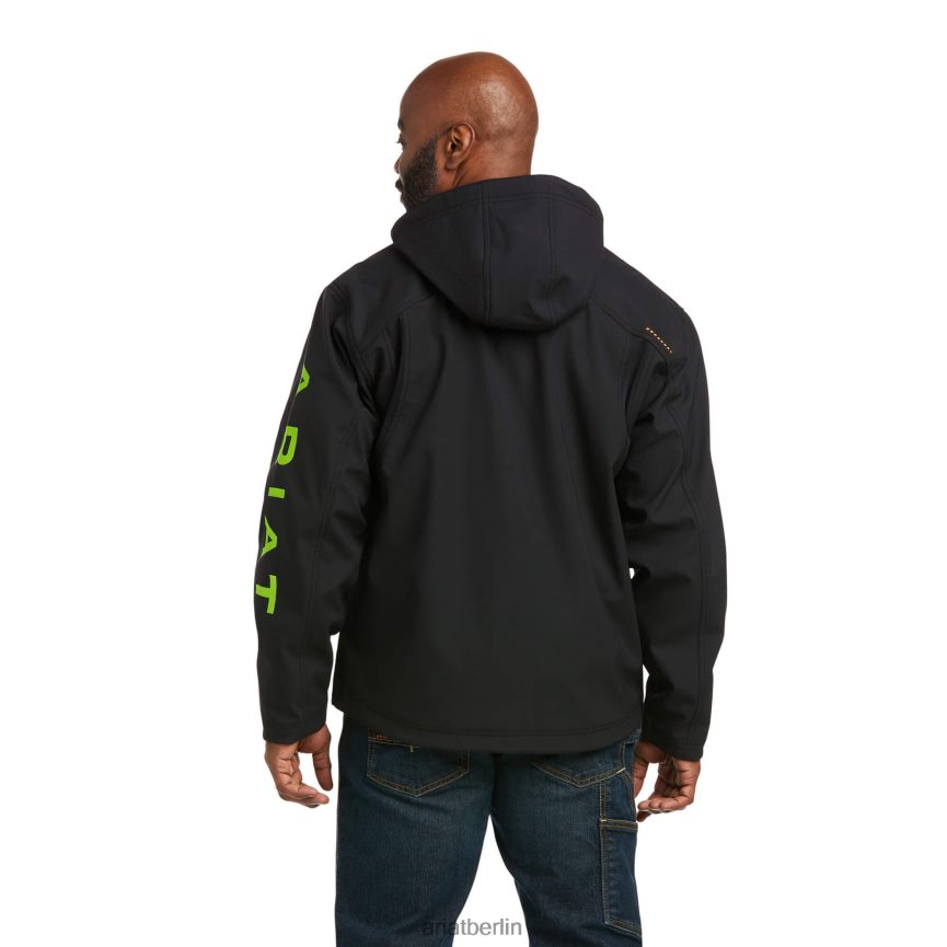Ariat Softshell-Kapuzenjacke aus Rebar-Stretch-Canvas mit Logo Männer P4JJPR1647 Schwarz/Limette Spitzen