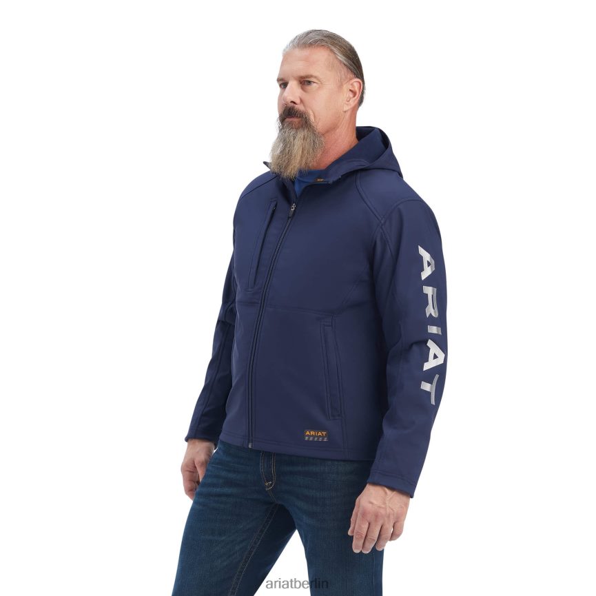 Ariat Softshell-Kapuzenjacke aus Rebar-Stretch-Canvas mit Logo Männer P4JJPR1651 marine/grau Spitzen