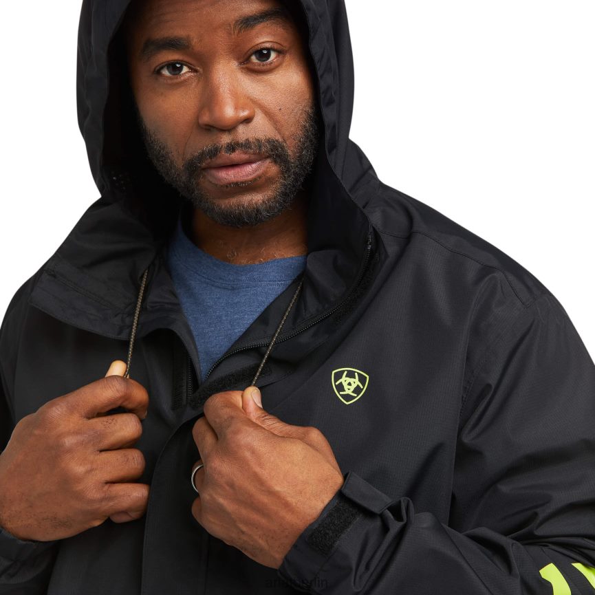 Ariat Wasserdichte Jacke mit Rebar-Stormshell-Logo Männer P4JJPR1560 Schwarz/Limette Spitzen