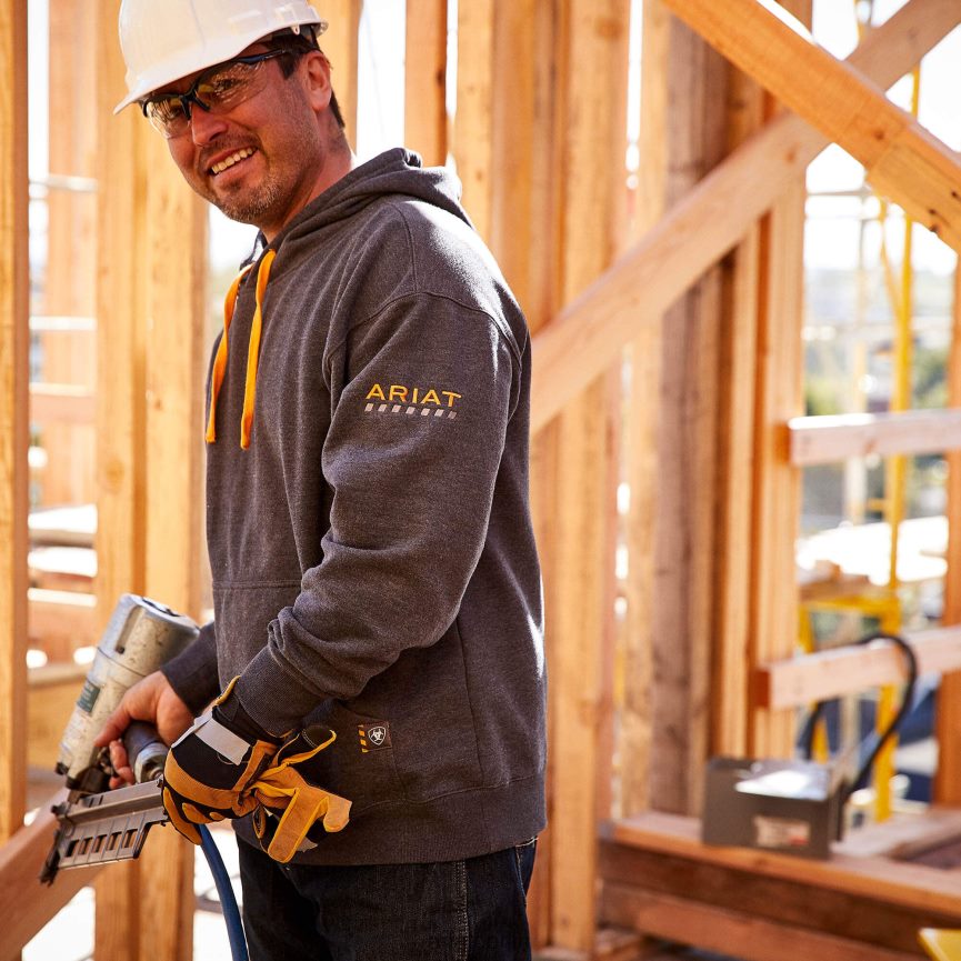 Ariat Bewehrungsarbeiter-Kapuzenpullover Männer P4JJPR1456 Holzkohle Spitzen