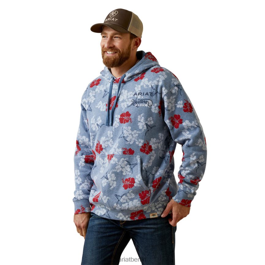 Ariat Blumen-Western-Aloha-Hoodie Männer P4JJPR1508 Blau Spitzen